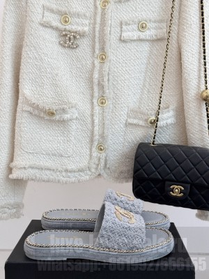 Chanel Chain CC Slide Mule Gray 2025 