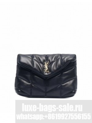 SAINT LAUREN PUFFER SMALL POUCH IN QUILTED LAMBSKIN 6508801 black&silver