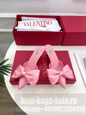 VALENTINO UN CHÂTEAU BOW MULES SATIN 60MM PINK