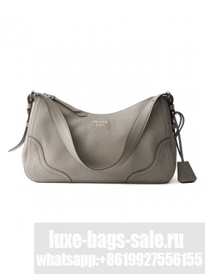 Prada Aimee Large Leather Shoulder Bag 1BC280 Gray