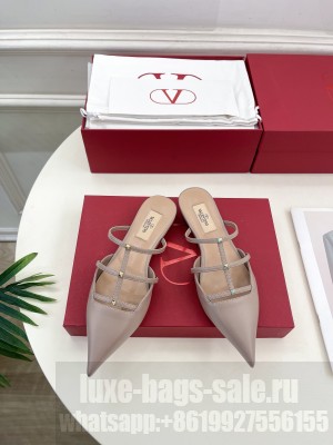 Valentino Garavani Rockstud Wispy Calfskin Mule 20mm Gray 2025
