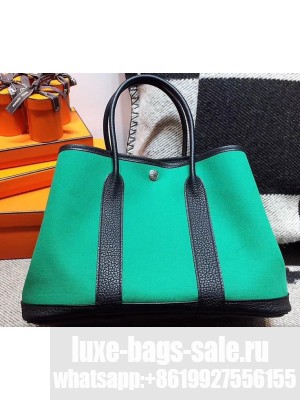 Hermes Canvas Garden Party 36 Bag Green/Black