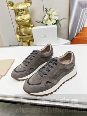 Brunello Cucinell Suede and techno fabric runners sneakers 04
