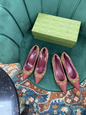 Gucci Women's GG Canvas/Calfskin with Horsebit Flat/Pumps Red 2021 Collection