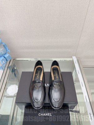 Chanel Lambskin With Black Beads CC Black Loafers 2023 029