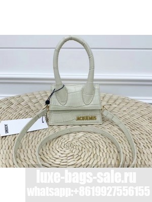 Jacquemus Leather Le Chiquito Micro Bag Croco Pattern White
