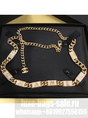 Chanel Logo Metal Chain Belt AB3758 Gold/Crystal  2021 Collection