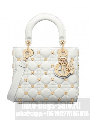 Christian Dior Small Lady Dior Bag Cream