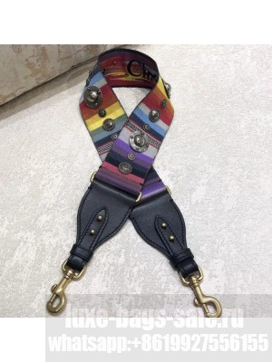 Dior Multi-coloured Striped Canvas Shoulder Strap with Medallions
