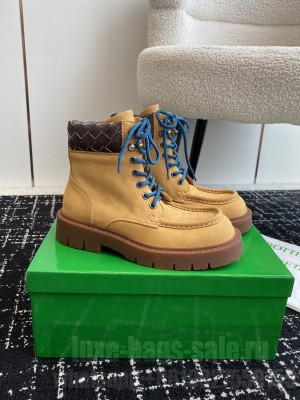 Bottega Veneta Haddock Lace-Up Ankle Boot Ochre/rubber 02