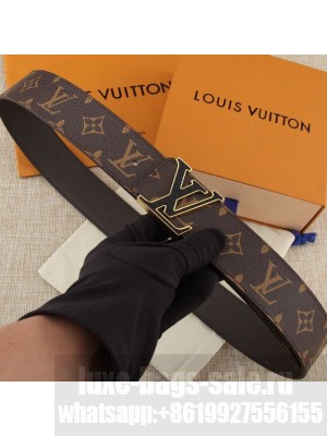 Louis Vuitton LV Initials Monogram Canvas Reversible Belt 40mm with LV Buckle 2019 Collection