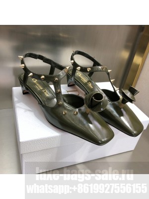 DIOR HEEL 3.5CM ROSE FANTASTIQUE SLINGBACK PUMPS OLIVE GREEN 2022 Collection