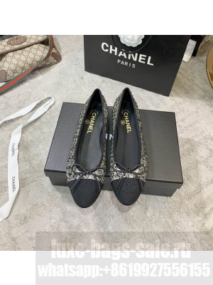 Chanel Ballerina Flats Tweed/Lambskin Leather Spring/Summer 2021 Collection, Gold/Black