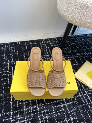 FENDI FIRST Brown leather high-heeled sandals