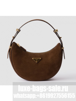 Prada Arque suede shoulder bag 1BC194 Cocoa Brown