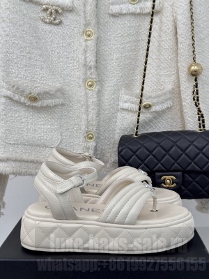 Chanel Sandals Lambskin Cream G46108 