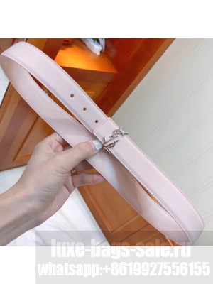 Saint Laurent Width 3cm Logo Leather Belt Pink