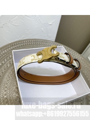 Celine Triomphe Width 2.5cm Belt With Brass Buckle 05