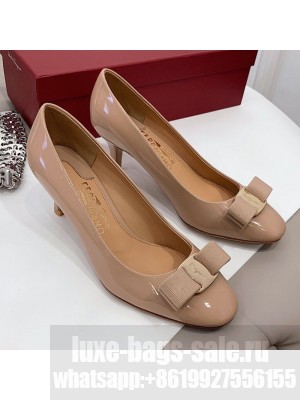 Salvatore Ferragamo Carla Patent Leather Bow Pumps 5.5cm Nude Spring/Summer 2021 Collection
