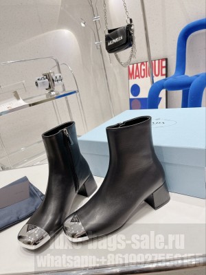 Prada Calfskin leather 5cm Metal Toecap Boots
