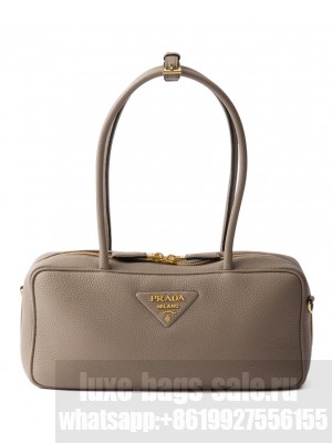 Prada Medium Leather Top-handle Bag 1BB126 Gray