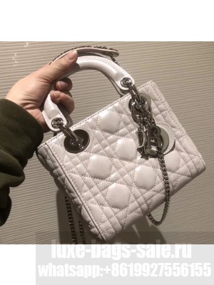 Lady Dior Mini Bag in Cannage with Chain Pearl Pale Pink