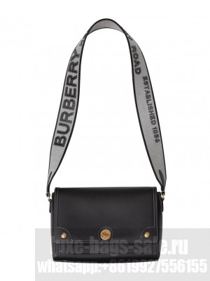 Burberry Topstitched Leather Shoulder Bag Black