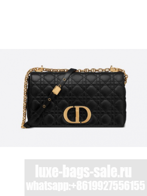 LARGE DIOR CARO BAG Black Soft Cannage Calfskin M9243U