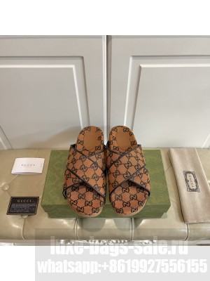 GUCCI GG Multicolor platform sandal 663666 Orange canvas 2021 Collection