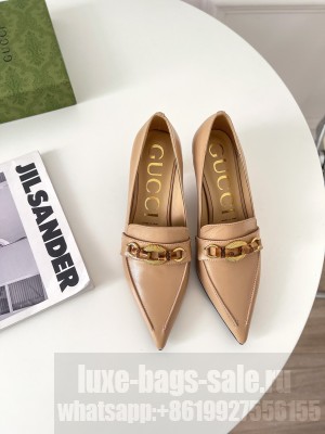 Gucci Women's pump with bamboo Horsebit Beige 2021 Collection