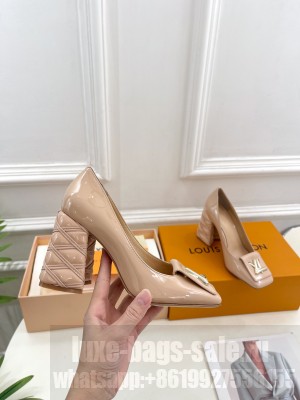 Louis Vuitton Women's Patent Leather 5.5cm/9cm Shake Pump Nude