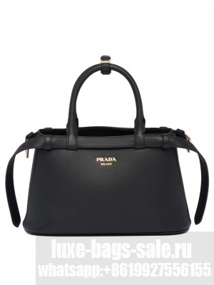 Prada Small Leather Handbag With Belt 1BA418 Black