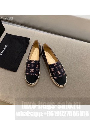 Chanel CC Logo Espadrilles Lambskin Leather Spring/Summer 2021 Collection, Black/Pink