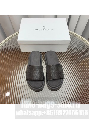 Brunello Cucinelli 6cm with the iconic embellishment Flat Slide 018