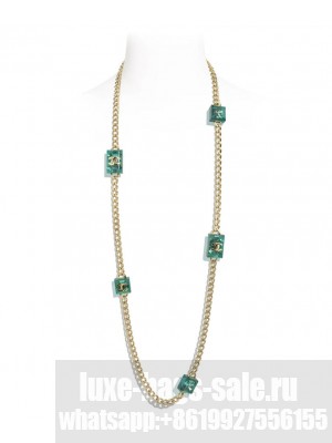 Chanel Women's Long Necklace ABA461 Green