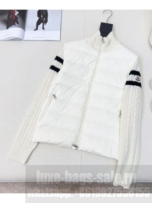 Moncler Women's Padded Wool Zip-Up Cardigan White