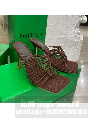 Bottega Veneta Stretch Strap Heel Sandals 9cm Chocolate Brown  2021 Collection