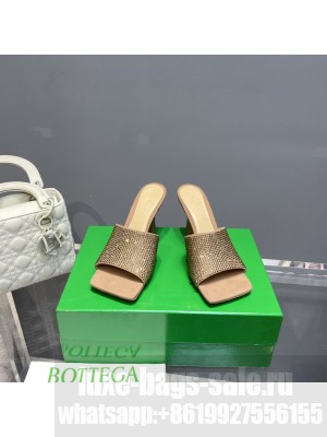BOTTEGA VENETA Stretch 9cm Strass-embellished Gold silk Crystal mules