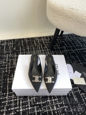 CELINE ALMA TRIOMPHE FLAT SLINGBACK IN GROS-GRAIN