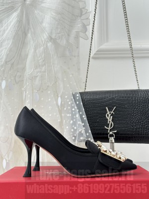 Roger Vivier Crystal buckle Velvet 8.5cm pump black