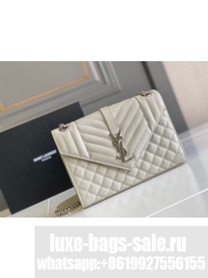 Yves Saint Laurent Calfskin Leather 487206 white&Ancient silver