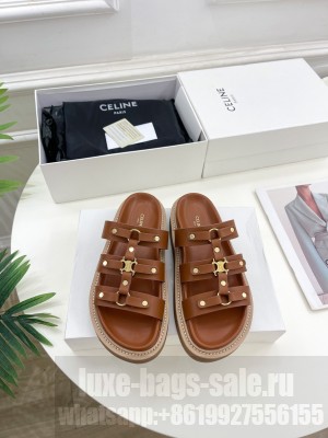 CELINE SLIDES TIPPI IN CALFSKIN - VEGETAL TANNING TAN