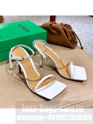 Bottega Veneta Stretch Lambskin Chain Sandals 9cm White  2021 Collection