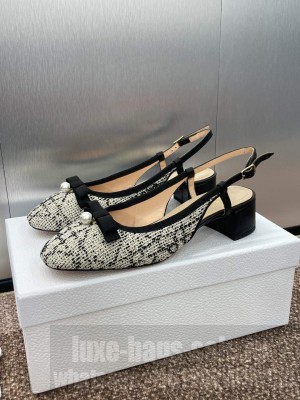 Dior Ballet Slingback Pump Beige and Black Cannage Tweed