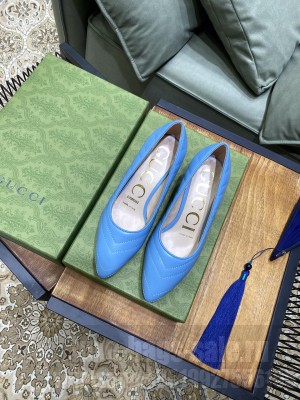 Gucci matelassé chevron leather 5.5cm Blue Pumps 2021 Collection