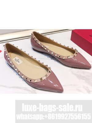 Valentino Rockstud Ballet Flats Ballerinas in Patent Leather Dusty Pink