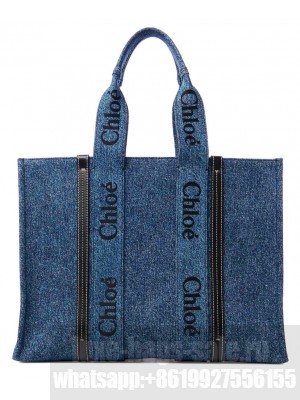 Chloe Large Woody Tote Bag Blue