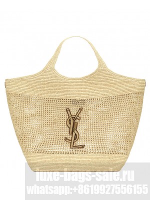 Saint Laurent Icare In Raffia Apricot