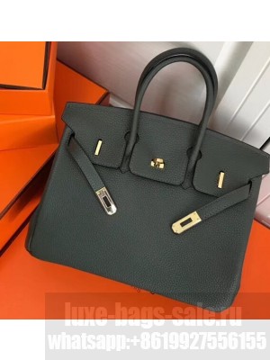 Hermes Birkin 25cm Bag Dark Green in Togo Leather With Gold Hardware