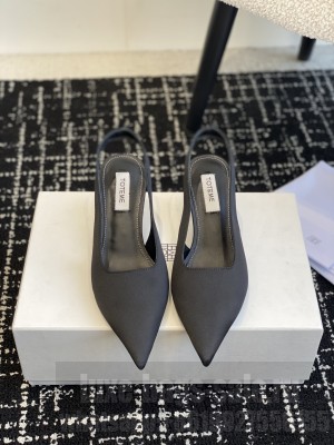 TOTEME Classic satin slingbacks black